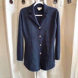 Vtg Isabella Bird Wool Cardigan Sweater Small Longline Ribbed Fitted Class 19004